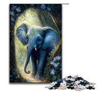 Puzzle da 1000 pezzi per adulti piccolo elefante carino opera d'arte regalo di compleanno arte murale 75x50cm