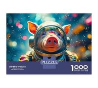 Puzzle Da 1000 Pezzi Per Adulti Pig Astronaut in Space Suit Puzzle Per Adolescenti Gioco Per Famiglie Sfida Difficile Riduzione Dello Stress Regali 70x50cm/1000pcs