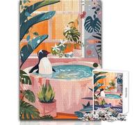 Puzzle da 1000 pezzi per adulti Pinguino che fa il bagno in un ambiente lussureggiante Rilassati durante il tempo libero Giocattolo ad incastro senza cuciture e dal taglio netto Dimensioni 38x26cm