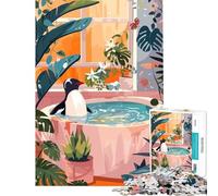 Puzzle da 1000 pezzi per adulti Pinguino che fa il bagno in un ambiente lussureggiante Sfida per l'intelligenza gioco avvincente impossibile da realizzare decorazione da parete ottimo regalo (38x52cm)