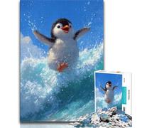 Puzzle da 1000 pezzi per adulti pinguino che fa surf puzzle per adolescenti sfida di intelligenza cerebrale giocattoli avvincenti per la decorazione della casa 26x38cm