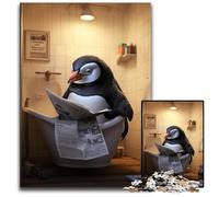 Puzzle da 1000 pezzi per adulti, pinguino che legge il giornale, puzzle in legno, gioco interattivo per famiglie, sfida mentale, giocattolo educativo 50x75CM/19,68x29,52 pollici