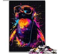 Puzzle da 1000 pezzi per adulti, pinguino con cuffie, per divertirsi in famiglia, perfetto per le vacanze e le serate di gioco interattive (dimensioni: 50x75cm)