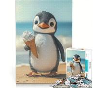 Puzzle da 1000 pezzi per adulti pinguino con gelato gioco impossibile analisi e logica per rafforzare l'amore tra le coppie 50x75cm