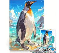 Puzzle da 1000 pezzi per adulti Pinguino reale sulla spiaggia gioco impossibile analisi e logica per rafforzare l'amore tra le coppie 38x26cm