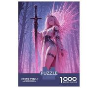 Puzzle Da 1000 Pezzi Per Adulti Pink Haired Warrior with Sword Puzzle Per Adulti Gioco Rompicapo Assemblaggio Di Modelli Difficile E Impegnativo 38x26cm/1000pcs