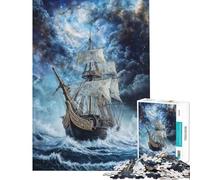 Puzzle da 1000 pezzi per adulti "Pirati nella tempesta" - Difficile e stimolante - Un'opera d'arte - Gioco educativo - Adatto a persone dai 14 anni in su (38x52cm)
