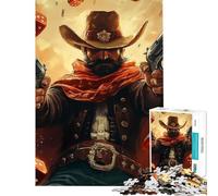 Puzzle da 1000 pezzi per adulti pistolero del West con poncho Aiuta ad allenare il cervello e a migliorare la memoria Gioco educativo per maggiori di 14 anni 38x26cm