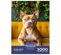 Puzzle Da 1000 Pezzi Per Adulti Pitbull Dog Portrait on Yellow Couch Puzzle Per Adulti Gioco Pratico Regalo Di Compleanno Divertimento A Casa Attività, 38x26cm/1000pcs