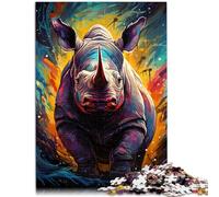 Puzzle da 1000 pezzi per adulti pittura a colori rinoceronte decorazione per la casa puzzle sfida per l'intelligenza cerebrale giocattolo avvincente 26 x 38 cm