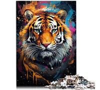 Puzzle da 1000 pezzi per adulti pittura a colori tigre per rilassarsi giocattolo educativo mentale 26 x 38 cm decorazione per la casa unica e regali