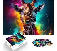 Puzzle da 1000 pezzi per adulti pittura giraffa divertente gioco antistress vacanza a casa passatempo adatto per ragazzi dai 14 anni in su, 26 x 38 cm