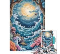 Puzzle da 1000 pezzi per adulti pixel art oceano luna fantasy giocattolo decorazione da parete regalo di compleanno sfida educativa (dimensioni 50x75cm)