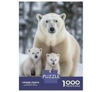Puzzle Da 1000 Pezzi Per Adulti Polar Bear With Cubs Puzzle Per Adolescenti Gioco Per Famiglie Migliora La Memoria Difficile E Stimolante 52x38cm/1000pcs
