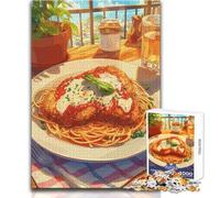Puzzle da 1000 pezzi per adulti, pollo alla parmigiana con illustrazione di spaghetti, gioco di sfida unico, attività per famiglie, regali di compleanno, dimensioni 50x75cm