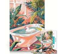 Puzzle da 1000 pezzi per adulti Pollo che fa il bagno in un ambiente tropicale,disegno nitido e stimolante,gioco divertente per il tempo libero,regalo di compleanno (50x75cm)