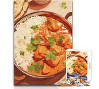 Puzzle da 1000 pezzi per adulti Pollo Tikka Masala con riso Gioco di sfida unico Attività per famiglie Regali di compleanno Dimensioni 50x75cm