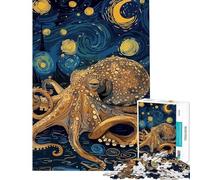 Puzzle da 1000 pezzi per adulti polpo in una notte stellata gioco per famiglie ideale per le vacanze a casa perfetto come regalo per tutta la famiglia (dimensioni 38x52cm)