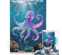 Puzzle da 1000 pezzi per adulti: polpo iridescente in una scena oceanica, gioco per famiglie, rilassante e stimolante per la coppia 38x52cm