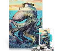 Puzzle da 1000 pezzi per adulti Polpo mostruoso sotto l'isola Fatto di legno Adatto a partire dai 14 anni Giocattolo educativo intellettuale decomprimente grande regalo misurare：50x75cm