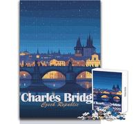 Puzzle da 1000 pezzi per adulti, Ponte Carlo, Repubblica Ceca di notte, gioco stimolante, giocattoli, modello, montaggio, regalo di compleanno, dimensioni: 50x75cm