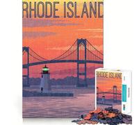 Puzzle da 1000 pezzi per adulti Ponte del Rhode Island,Faro,Taglio netto,Arte intelligente,Gioco divertente per il tempo libero,Decorazione natalizia da parete (50x75cm)
