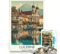 Puzzle da 1000 pezzi per adulti, Ponte della Cappella di Lucerna, gioco impossibile, interazione genitore-figlio, lista dei desideri con Babbo Natale 38x52cm