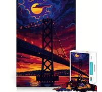 Puzzle da 1000 pezzi per adulti,ponte,luci notturne,decorazione pulita e adatta,gioco per esercizi mentali,momento di relax,divertimento per il compleanno (38x52cm)