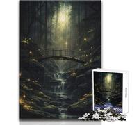 Puzzle da 1000 pezzi per adulti Ponte nella foresta in autunno Goditi un dolce relax e relax Vestibilità stabile Taglio preciso Dimensioni del giocattolo: 50x75cm