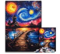 Puzzle da 1000 pezzi per adulti "Ponte sotto il cielo notturno", puzzle in legno per regali di decorazione per la casa, giocattolo stimolante per la famiglia, perfetto per le serate di gioco, 50x75cm