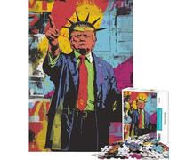 Puzzle da 1000 pezzi per adulti Pop Art Trump come Statua della Libertà Aiuta ad allenare la mente è un'attività per tutta la famiglia e un gioco educativo adatto a partire dai 14 anni (50x75cm)