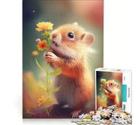 Puzzle da 1000 pezzi per adulti, porcellino d'India con fiore, gioco interattivo, gara di velocità manuale, con pezzi a incastro di forma casuale 50x75cm