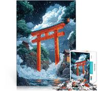 Puzzle da 1000 pezzi per adulti Portale Torii giapponese sotto la pioggia Gioco impegnativo offerte come regali per tutta la famiglia 38x26cm