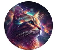 Puzzle da 1000 pezzi per adulti, poster artistico con intelligenza artificiale del gatto cosmico, puzzle rotondo in cartone, attività educativa per lo sviluppo delle abilità cognitive (67,5x67,5 cm)