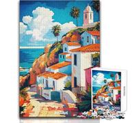 Puzzle da 1000 pezzi per adulti, poster artistico della città costiera dell'Algarve, divertimento in famiglia e serata di giochi, analisi e logica, giocattoli antistress, dimensioni 38x26cm
