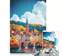 Puzzle da 1000 pezzi per adulti poster artistico di Heidelberg giochi educativi allena la mente e le mani collezione d'artista belle arti 38x26cm