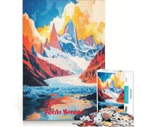 Puzzle da 1000 pezzi per adulti poster artistico di Perito Moreno giochi rilassanti assemblaggio di modelli lista dei desideri con Babbo Natale 38x52cm