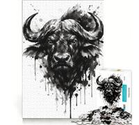 Puzzle da 1000 pezzi per adulti poster Buffle Africain gioco impossibile impegnativo da completare ideale come regalo 38x26cm