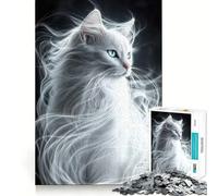 Puzzle da 1000 pezzi per adulti,poster del gatto celeste,taglio netto,artigianato,risoluzione di problemi,divertente gioco per il tempo libero,decorazione artistica natalizia (38x52cm)