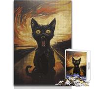 Puzzle da 1000 pezzi per adulti, poster del gatto nero con urlo, giocattoli, giochi educativi per il divertimento in famiglia, opera d'arte, regalo, dimensioni 50x75cm