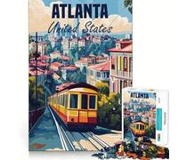 Puzzle da 1000 pezzi per adulti,poster del paesaggio urbano di Atlanta,gioco di incastro preciso,gioco di concentrazione,regalo,divertimento facile,decorazione artistica natalizia (50x75cm)