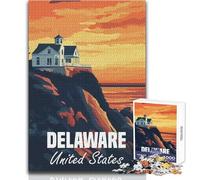Puzzle da 1000 pezzi per adulti, poster del tramonto sulla costa del Delaware, goditi momenti di pace e tranquillità, giocattolo da gioco artigianale con taglio ad alta precisione, dimensioni 50x75cm