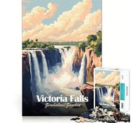 Puzzle da 1000 pezzi per adulti, poster delle Cascate Vittoria, incastro perfetto, arte, gioco mentale, regalo, gioco lento, decorazione murale natalizia (38x26cm)
