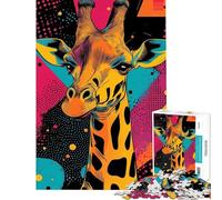 Puzzle da 1000 pezzi per adulti poster di giraffa in stile pop art giochi per famiglie sfida impegnativa compleanno e Natale (dimensioni 38x52cm)