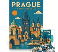 Puzzle da 1000 pezzi per adulti, poster di Praga, decorazione murale, difficile, compleanno e Natale 38x52cm