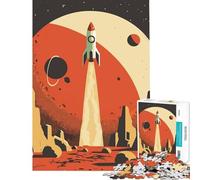 Puzzle da 1000 pezzi per adulti poster di razzo spaziale retrò giocattolo educativo gioco di velocità manuale ottimo regalo (dimensioni 75x50cm)