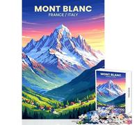 Puzzle da 1000 pezzi per adulti poster di viaggio del Monte Bianco giocattoli fai da te regali di Babbo Natale segreto gioco pratico per migliorare l'amore tra coppie dimensioni 50x75cm