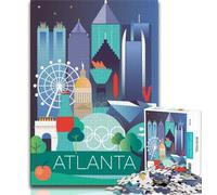 Puzzle da 1000 pezzi per adulti, poster di viaggio della città di Atlanta, aiuta il cervello a esercitare i giocattoli avvincenti per coltivare la pazienza, collezione di artisti, belle arti (75x50cm)