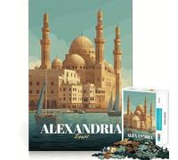 Puzzle da 1000 pezzi per adulti,poster di viaggio di Alessandria d'Egitto,bordi sottili,gioco creativo,divertente e rilassante,regalo di compleanno/hobby (38x26cm)