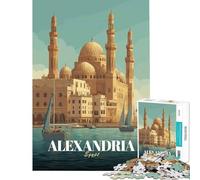 Puzzle da 1000 pezzi per adulti poster di viaggio di Alessandria d'Egitto gioco intellettuale educativo divertente e spiritoso ideale come regalo di compleanno (dimensioni 38x52cm)